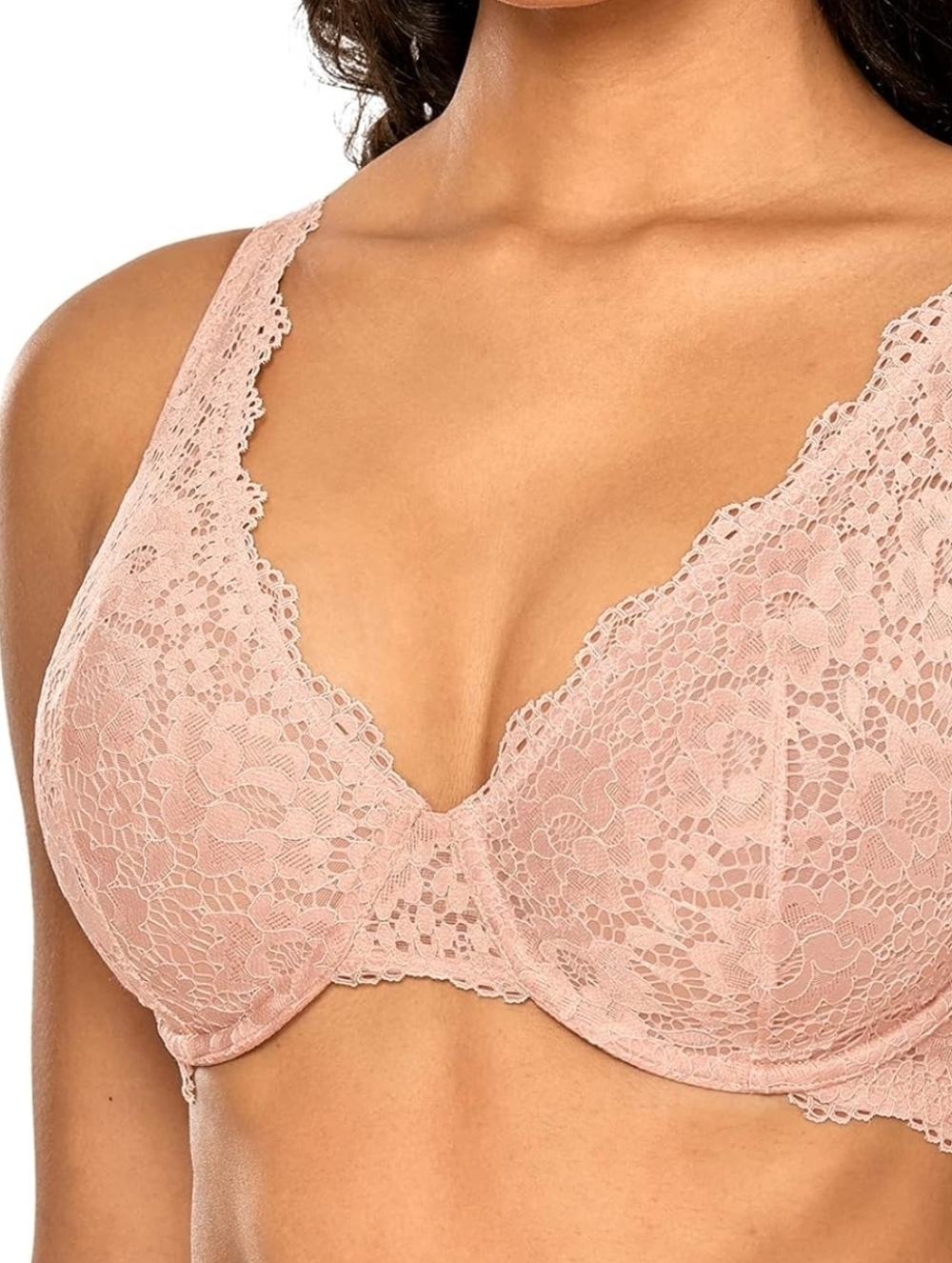NWT Dobreva Lace Unlined Underwire Plunge Bra – Adobe Rose – 34C